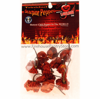 Dried Trinidad Scorpion Peppers (Whole Dried Pepper Pods) 1/4 oz. Packet