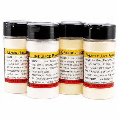 Fruit Juice Powder Sampler - 4 Varieties - 4 oz. Spice Jar Each