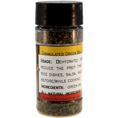 Green Bell Peppers, Dried, Granulated, in a Spice Jar (1.94 oz.)