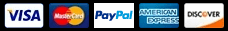 We accept Visa, MasterCard, Discover, American Express, and PayPal
