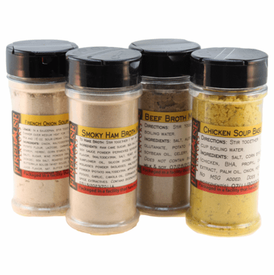 Instant Broth Mix Sampler - 4 Varieties - Large Spice Jars of Each