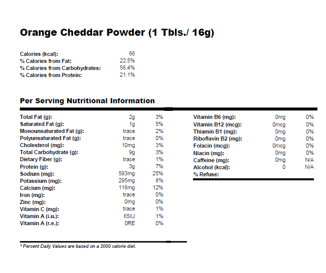 Bulk Yellow Dried Cheddar Cheese Powder by Firehouse Flavors