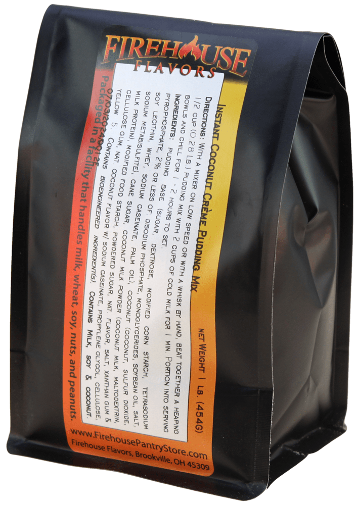 Instant Creme de Coconut Pudding Mix sold by the pound at Firehouse Flavors