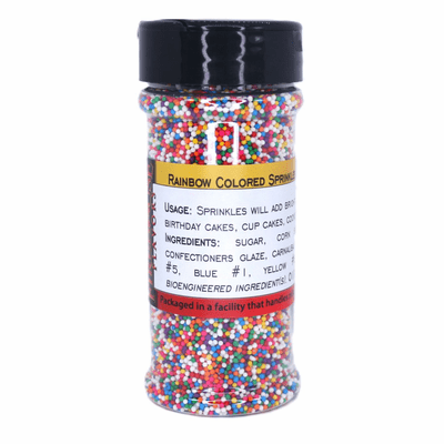 Rainbow Colored Nonpareils (Sprinkles) in a Large Spice Jar (7.05 oz.)