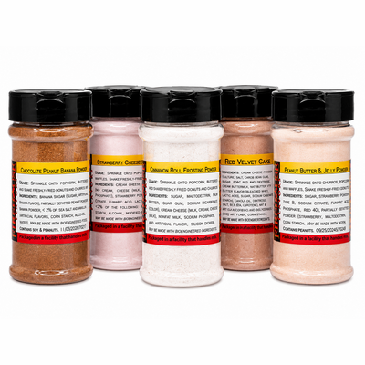 Sweet Popcorn & Snack Sprinkles Sampler - 5 Varieties - Large Spice Jar of Each