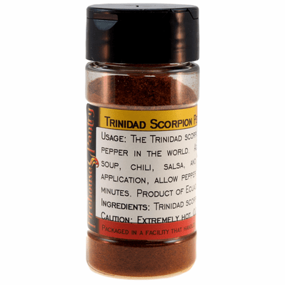 Trinidad Scorpion Pepper Powder (Ground Chili Pepper) in a Spice Jar (2.12 oz.)