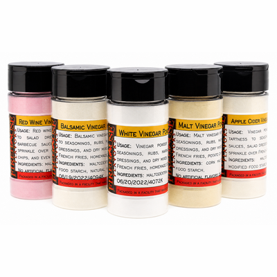 Vinegar Powder Sampler - 5 Varieties - 4 oz. Spice Jar of Each