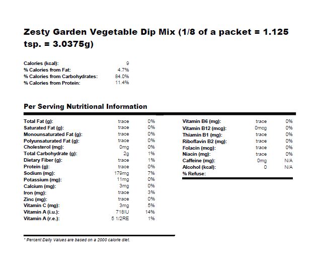 Zesty Garden Vegetable Dip Mix Sold by the Pound at Firehouse Flavors