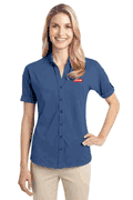 Ladies Stretch Pique Button-Front Shirt