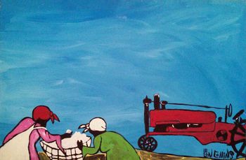2 Women with Tractor - Pattern only or Complete Rug Hooking Kit