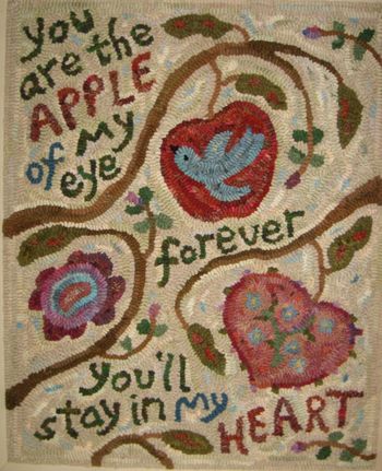 Apple of My Eye by Marijo Taylor - PATTERN and Complete Rug Hooking Kit - Free US Shipping