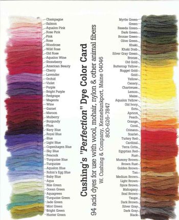 Cushing Acid Dye Color Card - Free Shipping