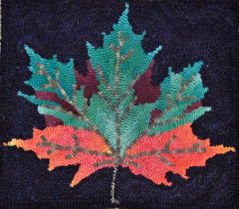 New! Fall Leaf #3 by Melissa Eisenbach - Pattern only or Complete Rug Hooking Kit