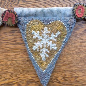 Heart Prayer Flag Snowmen and Snowflake by Marijo Taylor - PATTERN and Complete Rug Hooking Kit - Free US Shipping