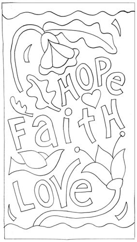 Hope, Faith and Love (small) by Bea Brock-Pattern Only or Complete Rug Hooking Kit