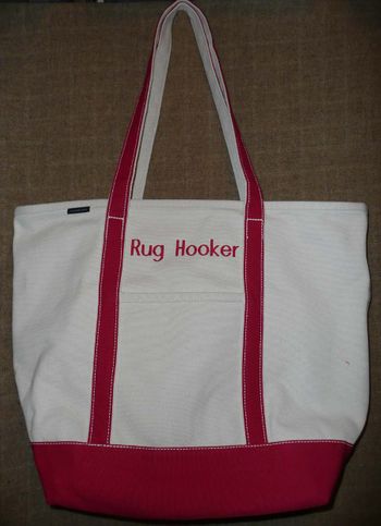 Large Canvas Rug Hooking Tote Bag