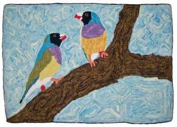 Australian Finches (Small) by Melissa Eisenbach - Pattern only or Complete Rug Hooking Kit