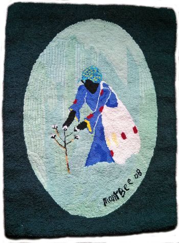 Lady Picking Cotton-Pattern Only or Complete Rug Hooking Kit