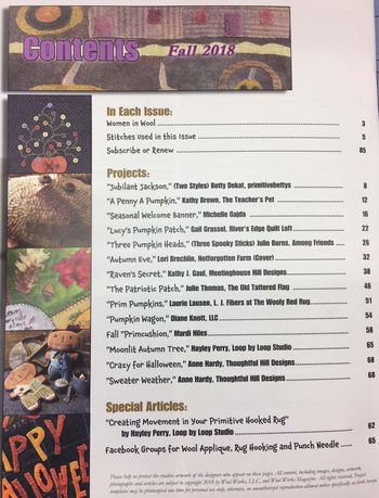 Wool Works Magazine Fall 2018 Issue Free US Shipping