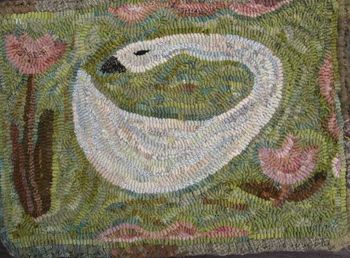 Single Swan and Tulips by Marijo Taylor - Complete Wool Kit Only - Free US Shipping