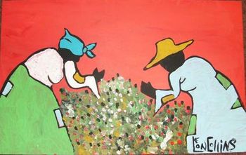 Two Women Picking Berries - Pattern Only or Complete Rug Hooking Kit