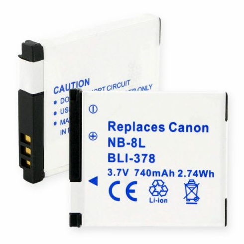 Canon NB8L battery, 740mAh