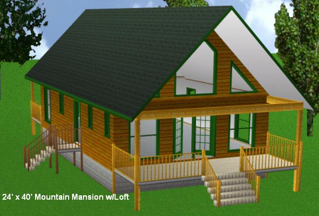 24' X 40' Cabin W/Loft Plans Package, Blueprints, Material List