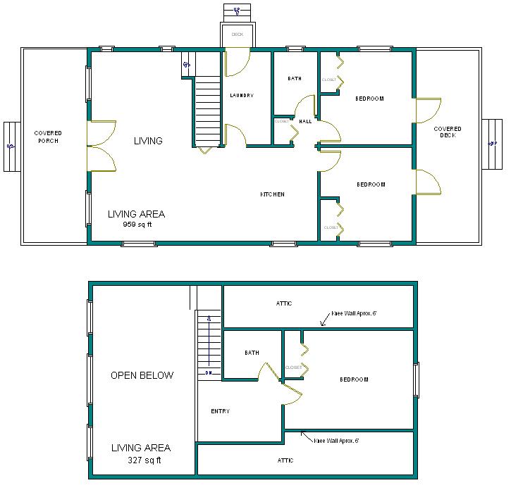 24' X 40' Cabin W/Loft Plans Package, Blueprints, Material List