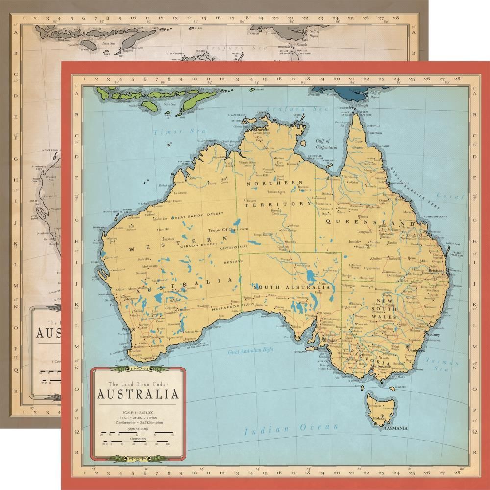 Cartography Australia Scrapbook Map Paper