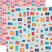 Carta Bella Postage Stamps Travel Scrapbook Paper