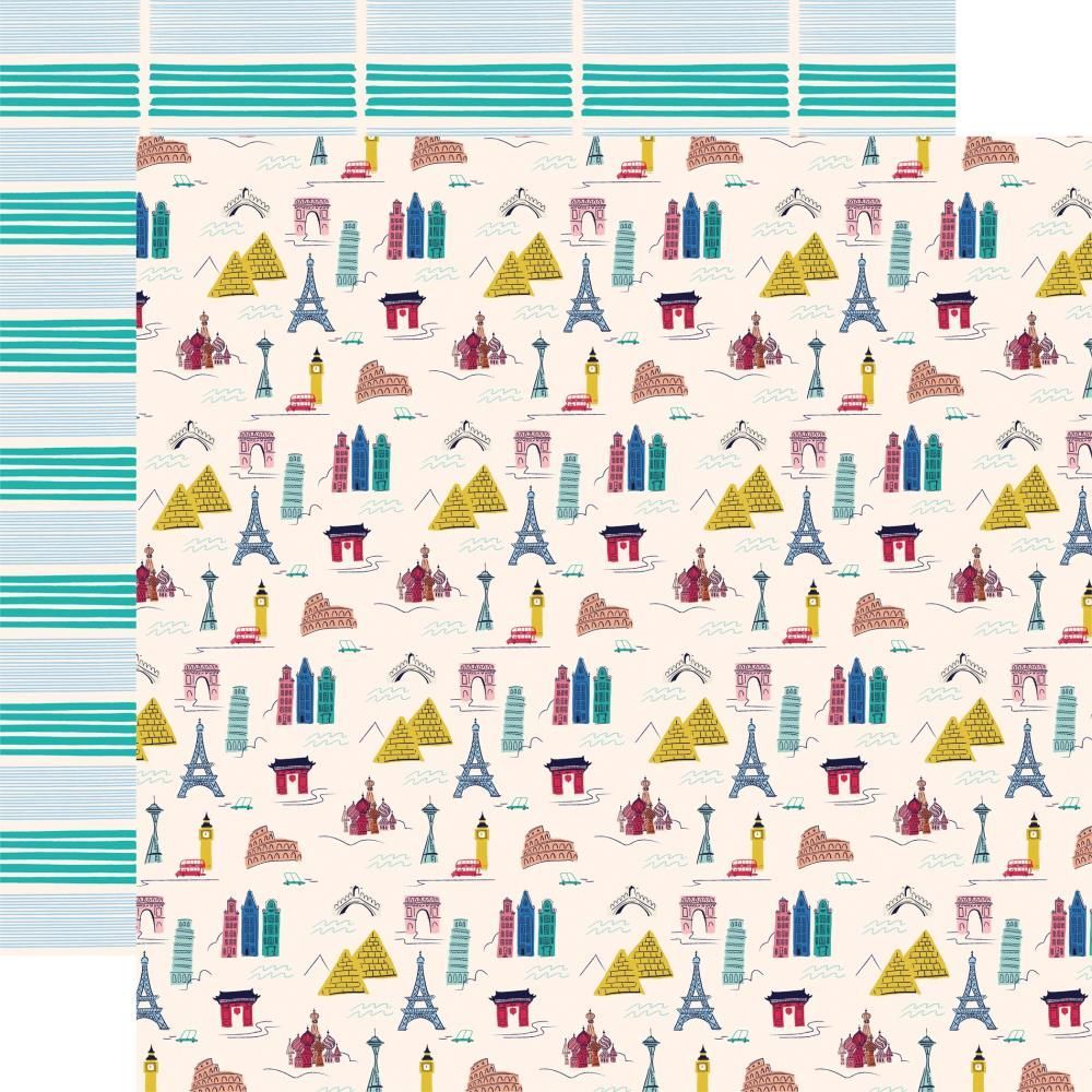 Landmarks Travel Scrapbook Paper