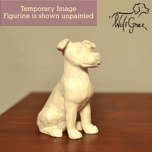 American Staffordshire Terrier Natural Ears Snowglobe / Red Heart Glitterglobe