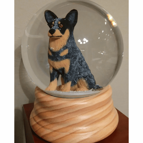Australian Cattle Dog Snowglobe / Red Heart Glitterglobe