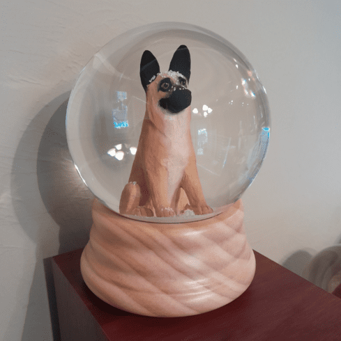 Belgian Malinois Snowglobe / Red Heart Glitterglobe