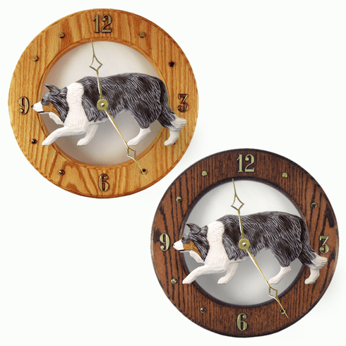 Border Collie Wall Clock-Blue Merle