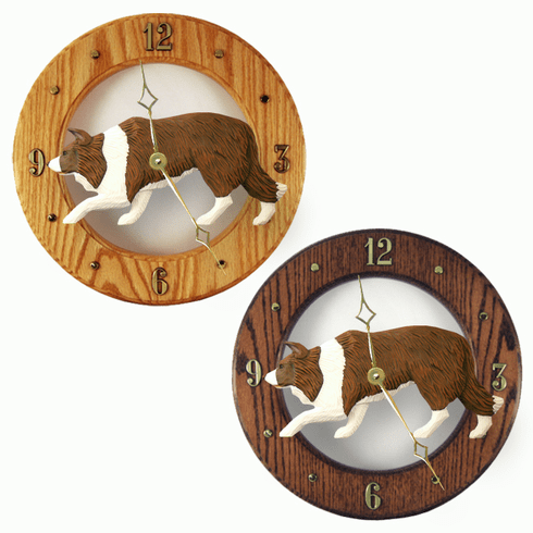 Border Collie Wall Clock-Red