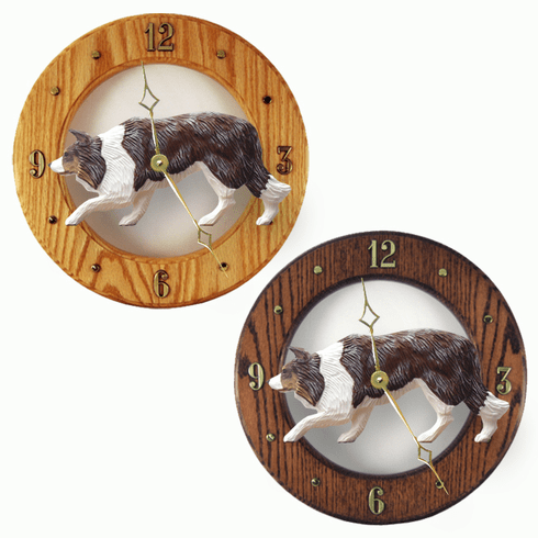 Border Collie Wall Clock-Red Merle