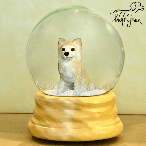 Chihuahua Long Coat Snowglobe / Red Heart Glitterglobe