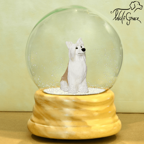 Chinese Crested Powder Puff Snowglobe / Red Heart Glitterglobe