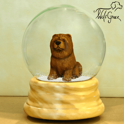 Chow Chow Snowglobe / Red Heart Glitterglobe