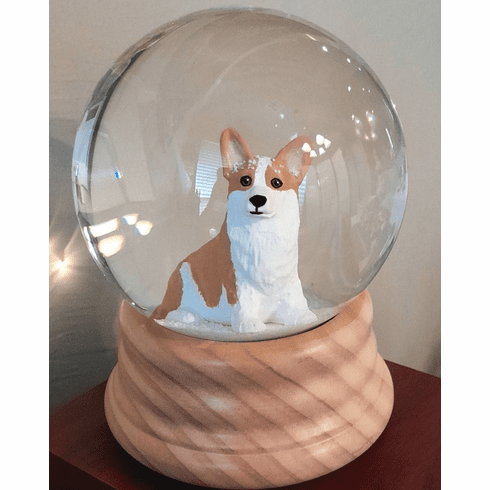 Corgi Snowglobe / Red Heart Glitterglobe