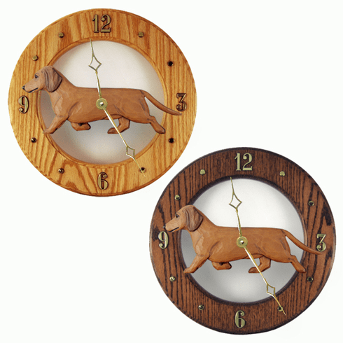 Dachshund (smooth) Wall Clock-Red