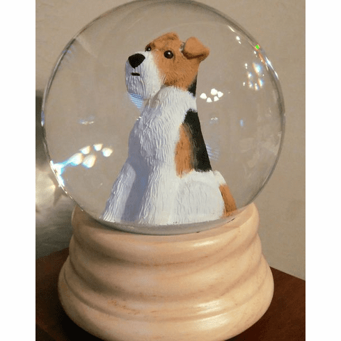 Fox Terrier Wire Coat Snowglobe / Red Heart Glitterglobe