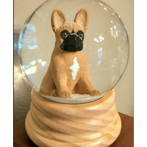French Bulldog Snowglobe / Red Heart Glitterglobe