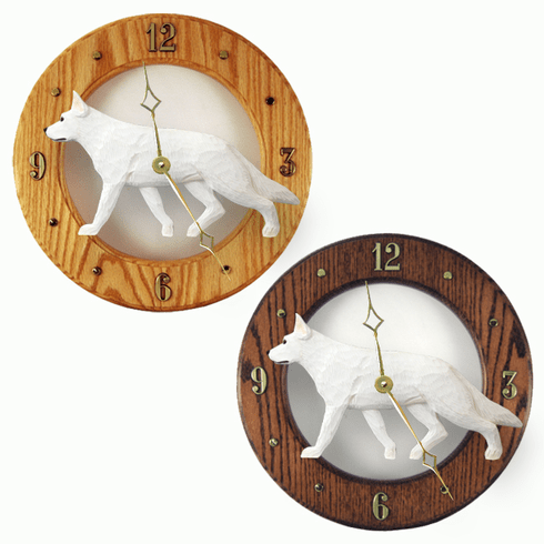 German Shepherd Wall Clock-White