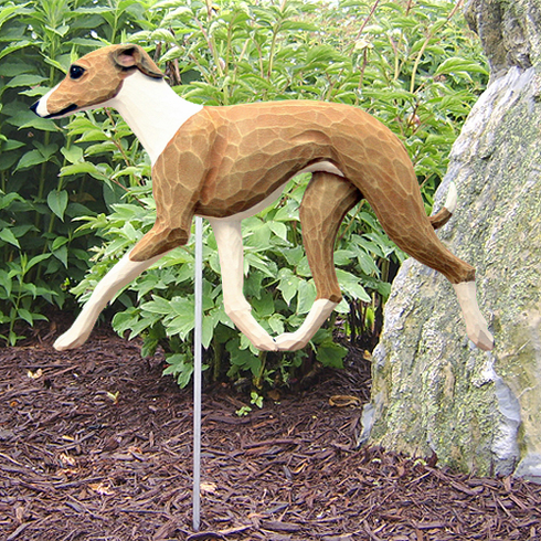 Italian Greyhound Garden Stake-Fawn-White