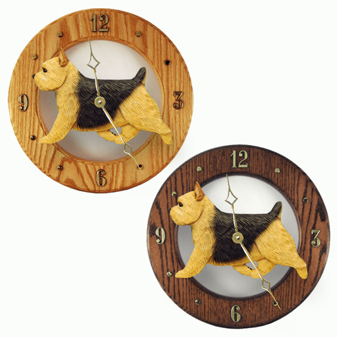 Norwich Terrier Wall Clock-Black-Tan