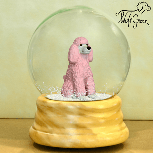 Pink Poodle Snowglobe / Red Heart Glitterglobe