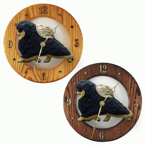 Pomeranian Wall Clock-Black and Tan