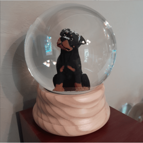 Rottweiler Snowglobe / Red Heart Glitterglobe